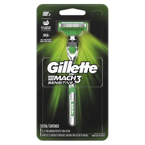 Máquina de Afeitar Gillette Mach3 Sensitive Recargable + 1 Cartucho