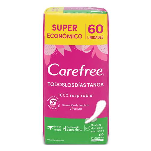 Protectores Diarios Carefree Tanga sin Perfume x 60 un