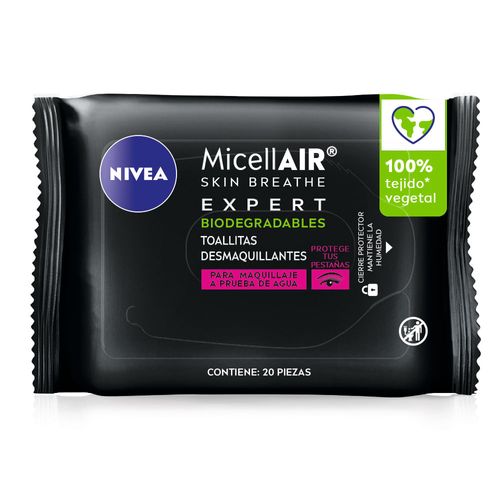 Toallitas Desmaquillantes Nivea Micellair Expert a Prueba de Agua x 20 un