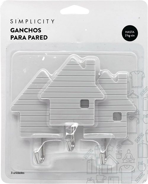Ganchos para Pared Simplicity Casitas x 3 un