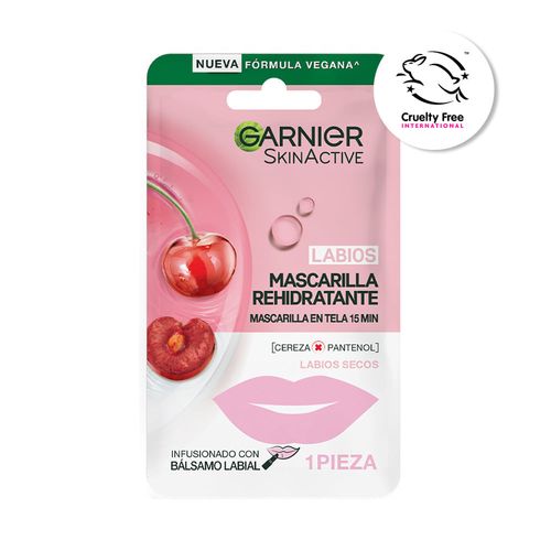 Mascarilla en Tela para Labios Hidratante Garnier con Cereza y Pantenol