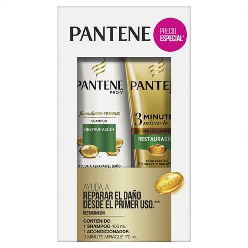 Shampoo Pantene Restauración x 400 ml + Acondicionador 3MM Restauración x 170 ml