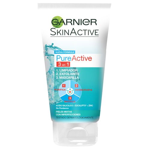 Gel Limpiador Facial Garnier Pure Active 3 en 1 x 150 ml