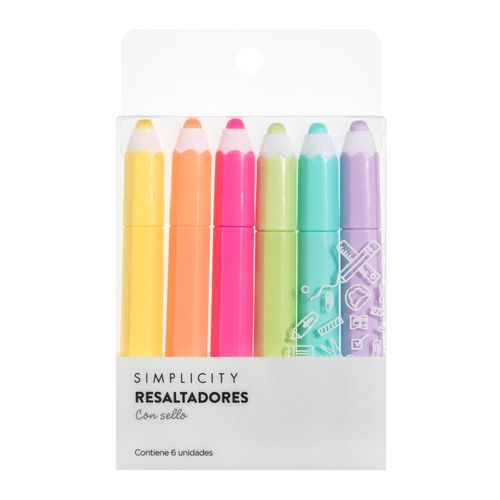 Resaltadores Simplicity con Sello x 6 un