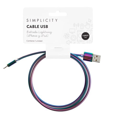 Cable Simplicity Usb Lightning Holográfico