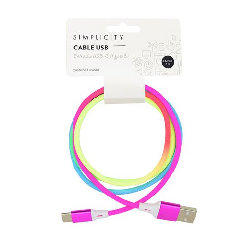 Cable Type C Simplicity Rainbow x 1 m