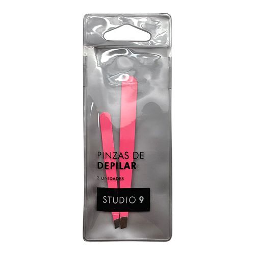 Pinza de Depilar Fucsia Studio 9 Punta Inclinada x 2 un