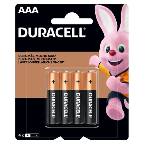 Pilas Duracell Larga Duración Alcalinas AAA x 4 un