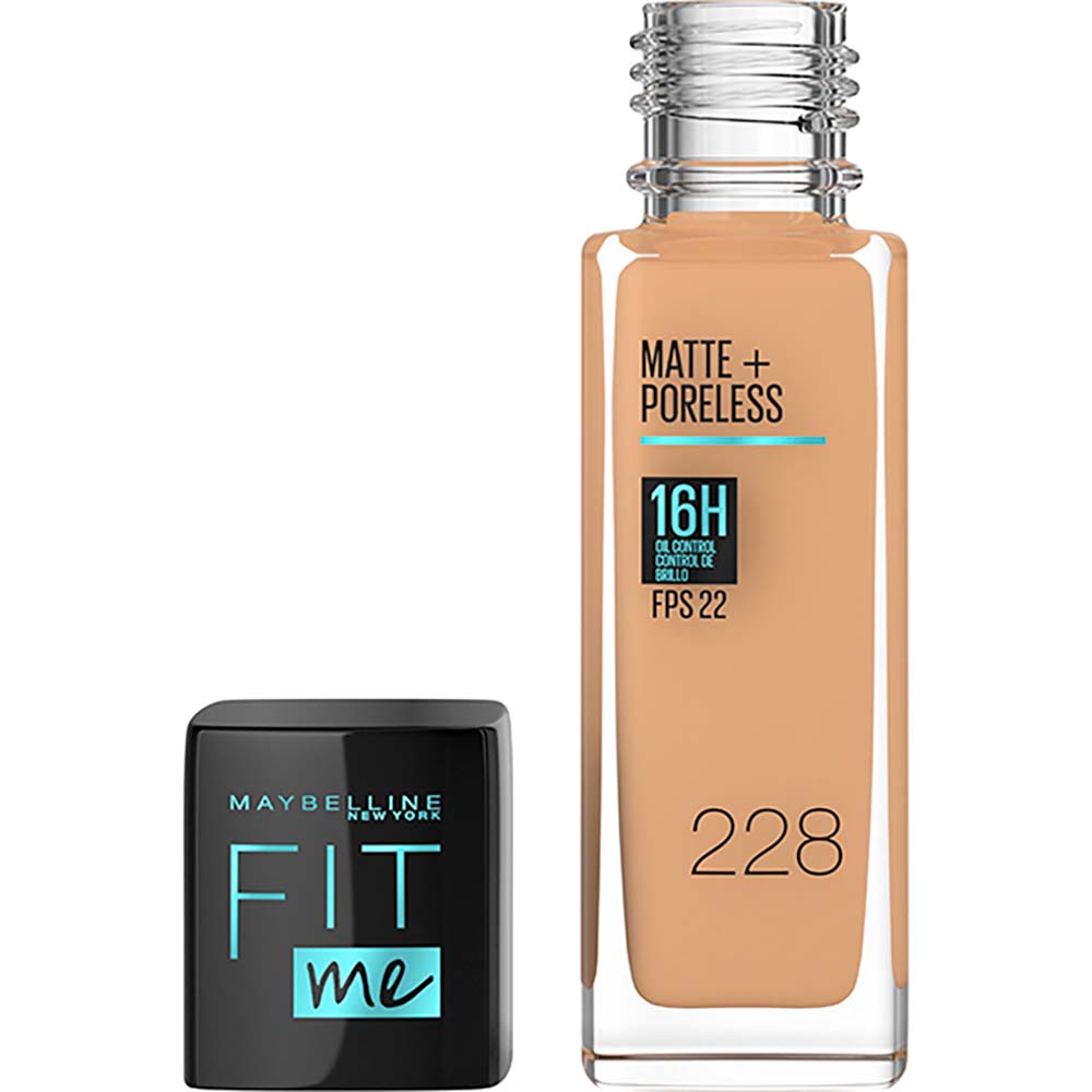 Maybelline Base De Maquillaje FIT Me Matte y Poreless Foundation FPS 22 228  Soft Tan 30 ml
