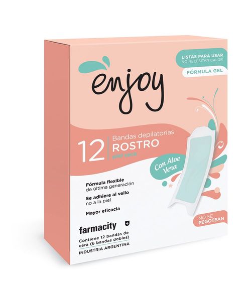 Bandas Depilatorias Enjoy Rostro Piel Seca x 12 un