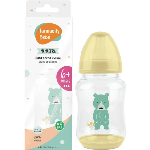 Mamadera Farmacity Bebé Boca Ancha 6 Meses x 250 ml