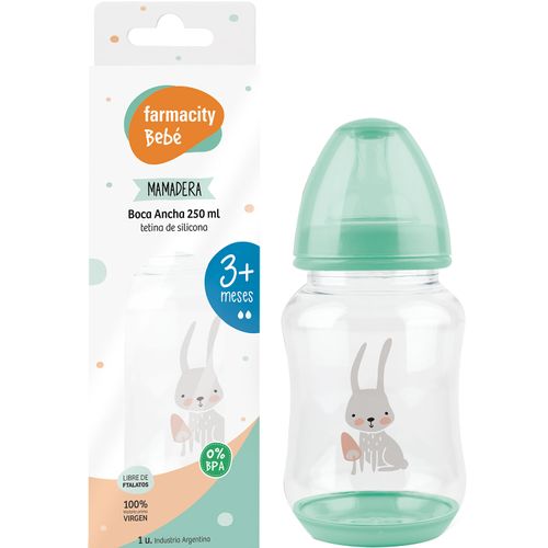 Mamadera Farmacity Bebé Boca Ancha 3 Meses x 250 ml