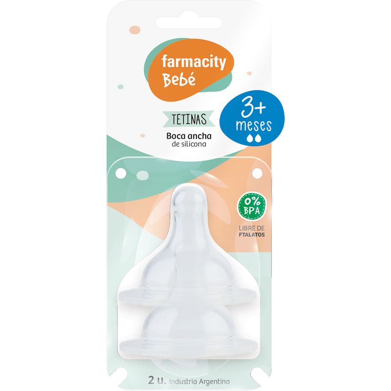 Tetina boca ancha de silicona +3m x 2 un