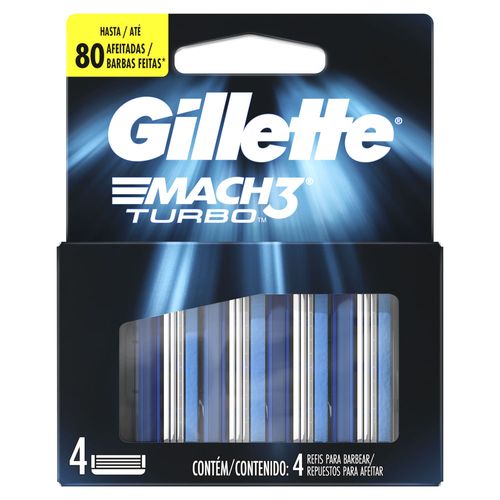 Cartuchos para Máquina de Afeitar Gillette Mach3 Turbo x 4 un