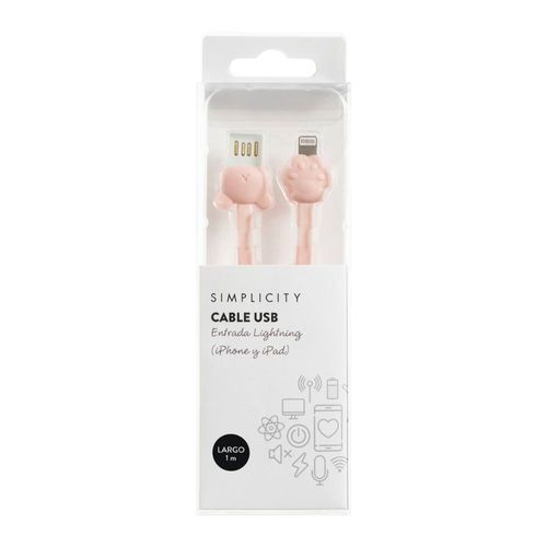 Cable Usb Simplicity Entrada Lightning Iphone y Ipad Rosa