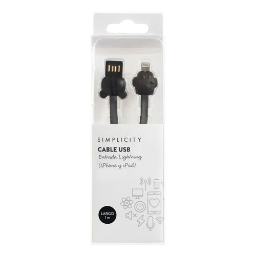 Cable Usb Simplicity Entrada Lightning Iphone y Ipad Negro