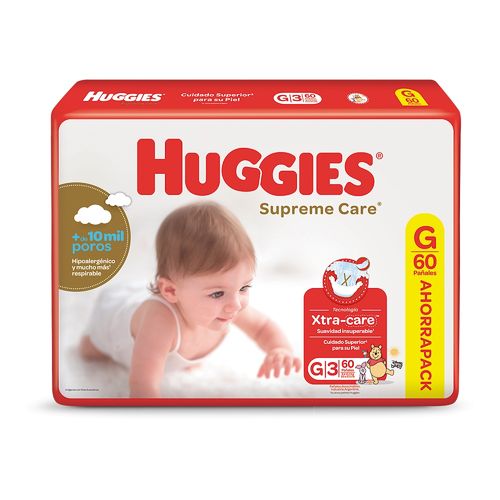 Pañales Huggies Supreme Care G Unisex x 60 un