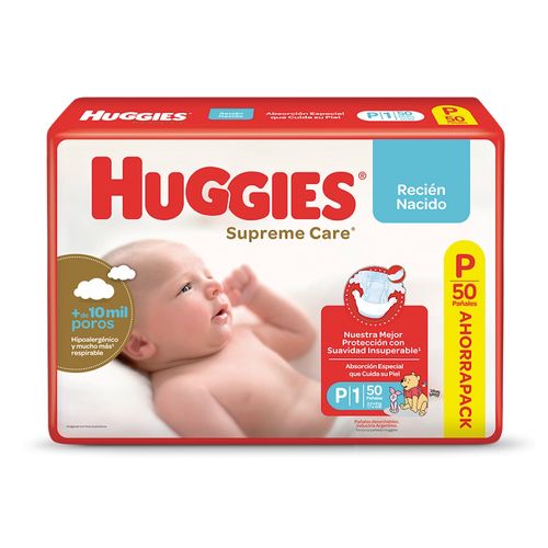 Pañales Huggies Supreme Care P Unisex x 50 un