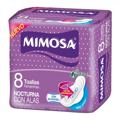 Toallas Femeninas Mimosa Ultra Nocturna con Alas x 8 un