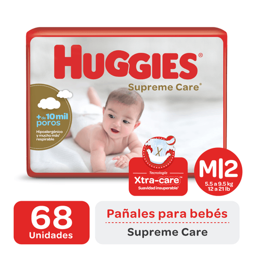 Pañales Huggies Supreme Care M x 68 un