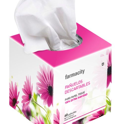 Pañuelos Descartables Farmacity Cubo x 60 un