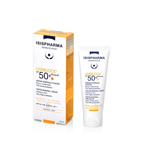 Protector Solar Isispharma Uveblock FPS50+ Crema Mineral con Color x 40 ml