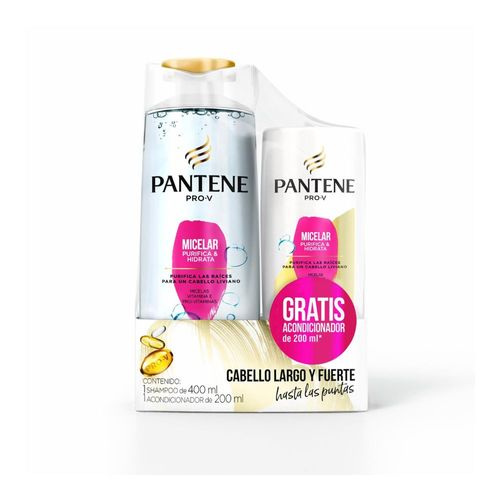 Pack Pantene Micelar Shampoo x 400 ml + Acondicionador x 200 ml