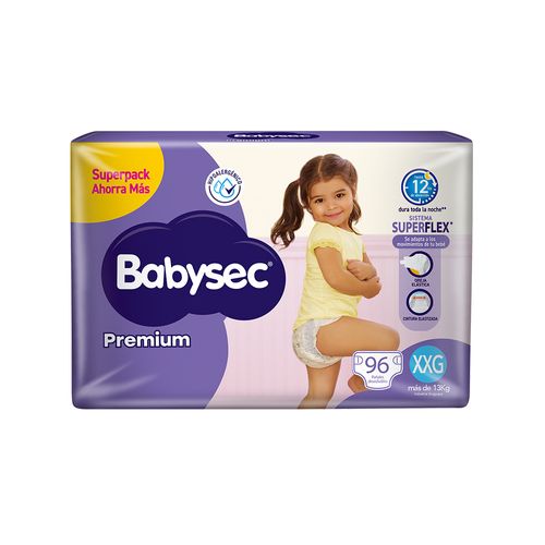 Pañales Babysec Premium Talle XXG x 96 un