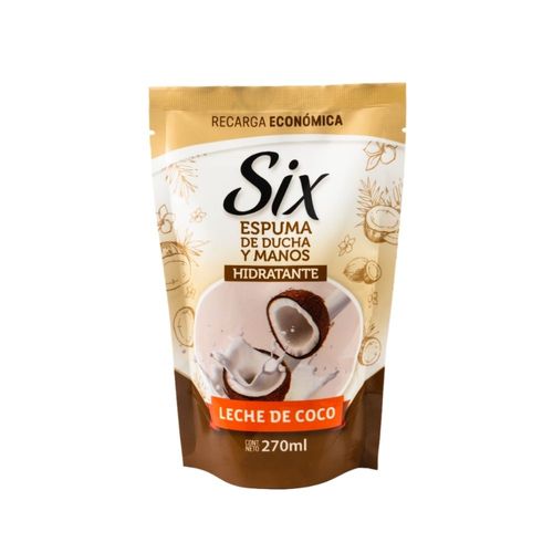 Espuma de Ducha Six Recarga Leche de Coco x 270 ml