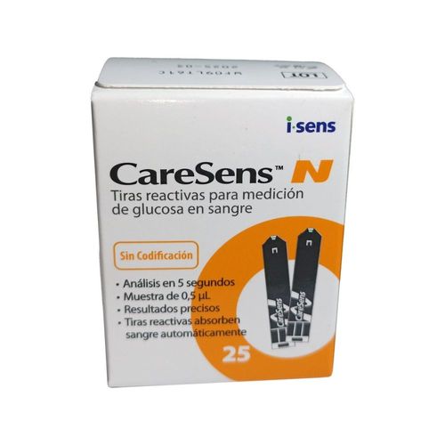 Tiras Reactivas para Medición de Glucosa Caresens x 25 un