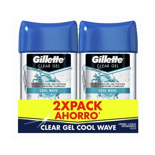 Pack X2 Desodorante Antitranspirante Gillette Clear Gel Cool Wave x 82 g