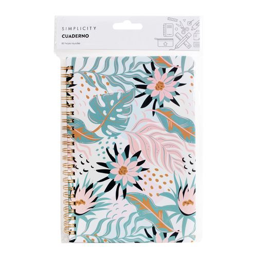 Cuaderno Anillado Simplicity Mediano con Flores Azules