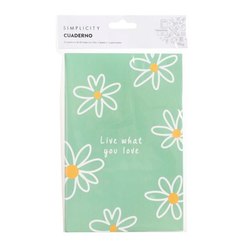 Cuaderno Simplicity Tapa Blanda Margarita x 3 un