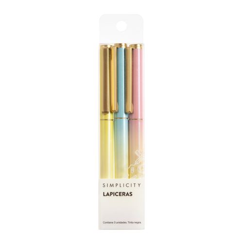 Set de Lapiceras Simplicity Tinta Negra x 3 un
