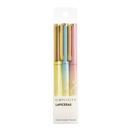 Set de Lapiceras Simplicity Tinta Negra x 3 un