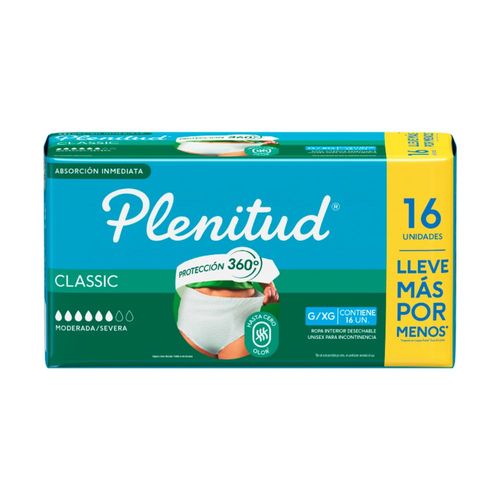 Ropa Interior Plenitud Classic Talle P/M x 16 un