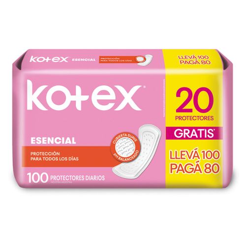 Protectores Diarios Kotex Esencial x 100 un