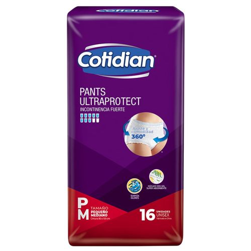 Pañales para Adultos Cotidian Ultraprotect Pants Talle P/M x 16 un