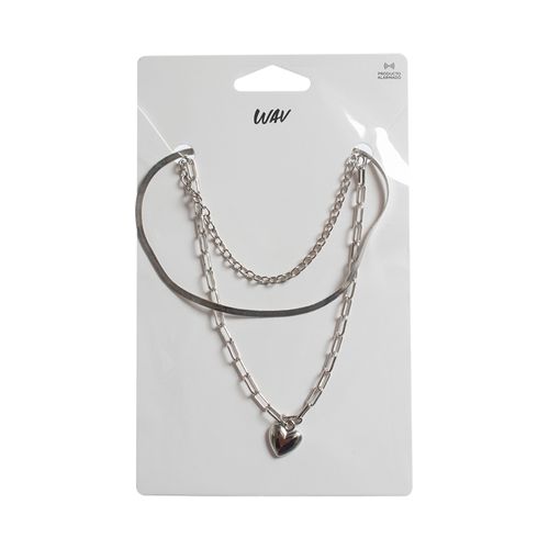 Set de Collares Wav Plateados Multiforma con Dije x 3 un