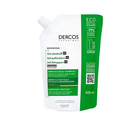 Shampoo Dercos Anticaspa Cabello Seco Recarga x 500 ml